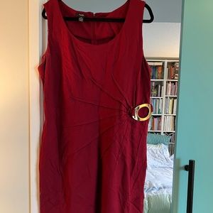 Jersey Sheath Dress with Stiched Detail and Buckle Accent